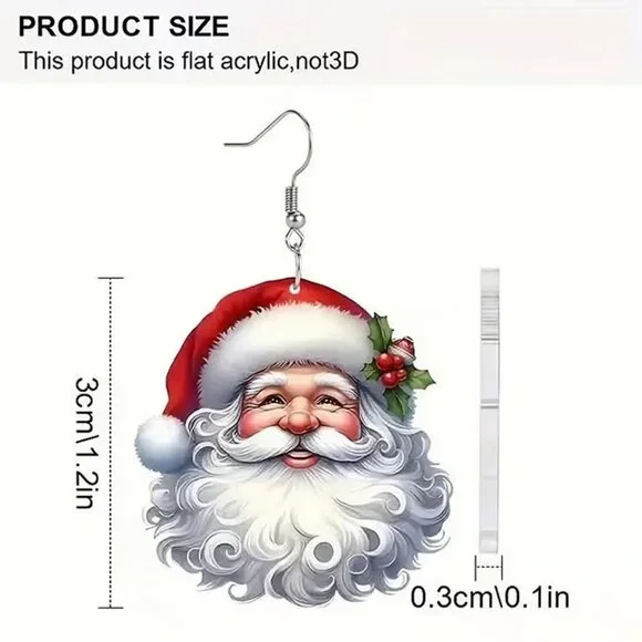 Acrylic SANTA CLAUS Christmas Dangle Earrings - Picture 5 of 5